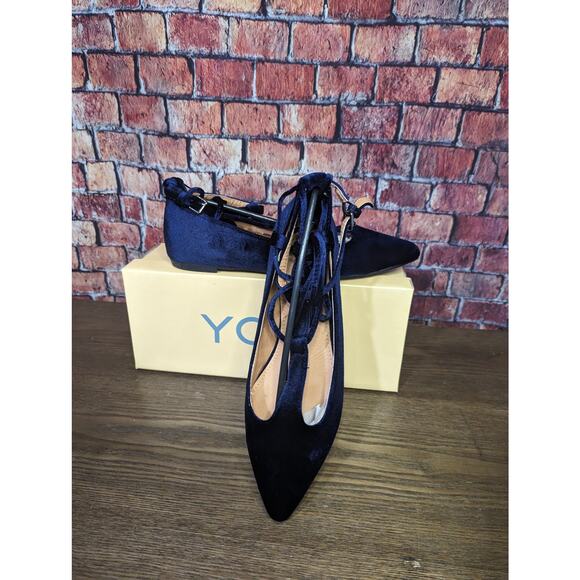 NWT YOKI Flats Velvet Lace Up Navy size 9 - Picture 4 of 6